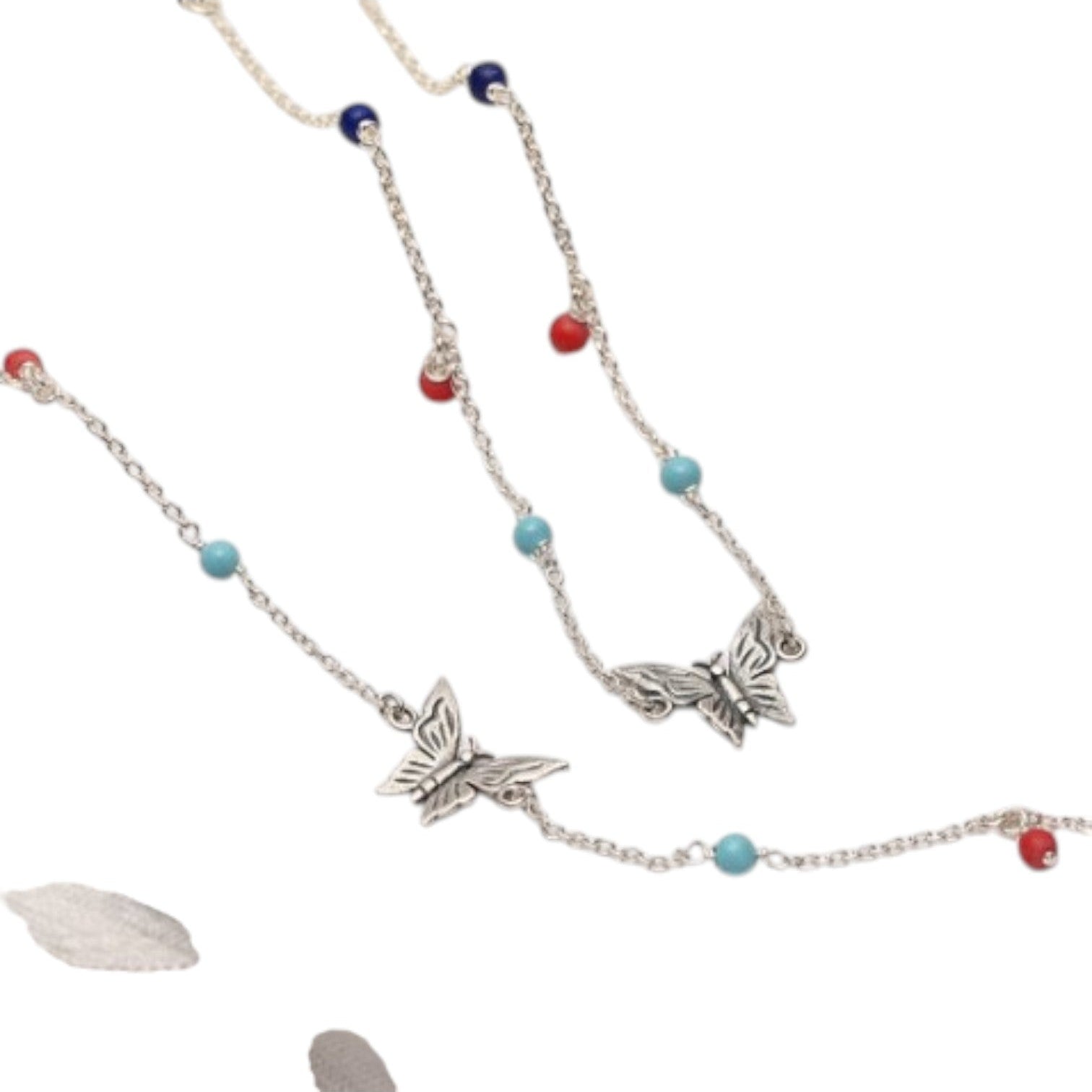 Rainbow Butterfly Rhodium Plated 925 Sterling Silver Anklet By Kesardeep Impex For Women